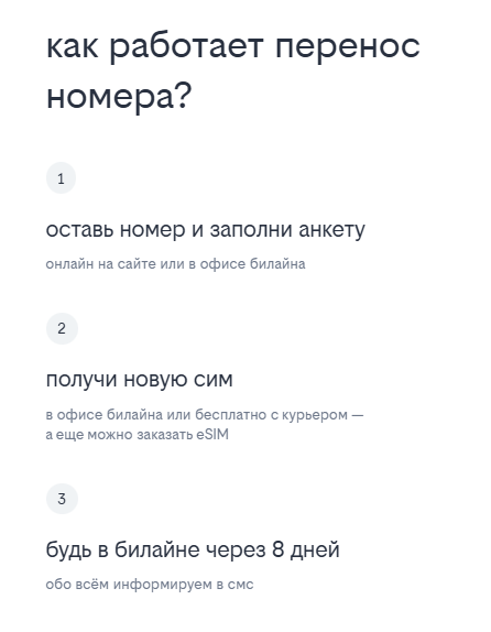 Перенос номера в Билайн